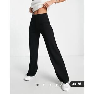 ASOS Design Black Wide Leg Jersey Knit High Rise Pull On Pants Sz 10 NWT